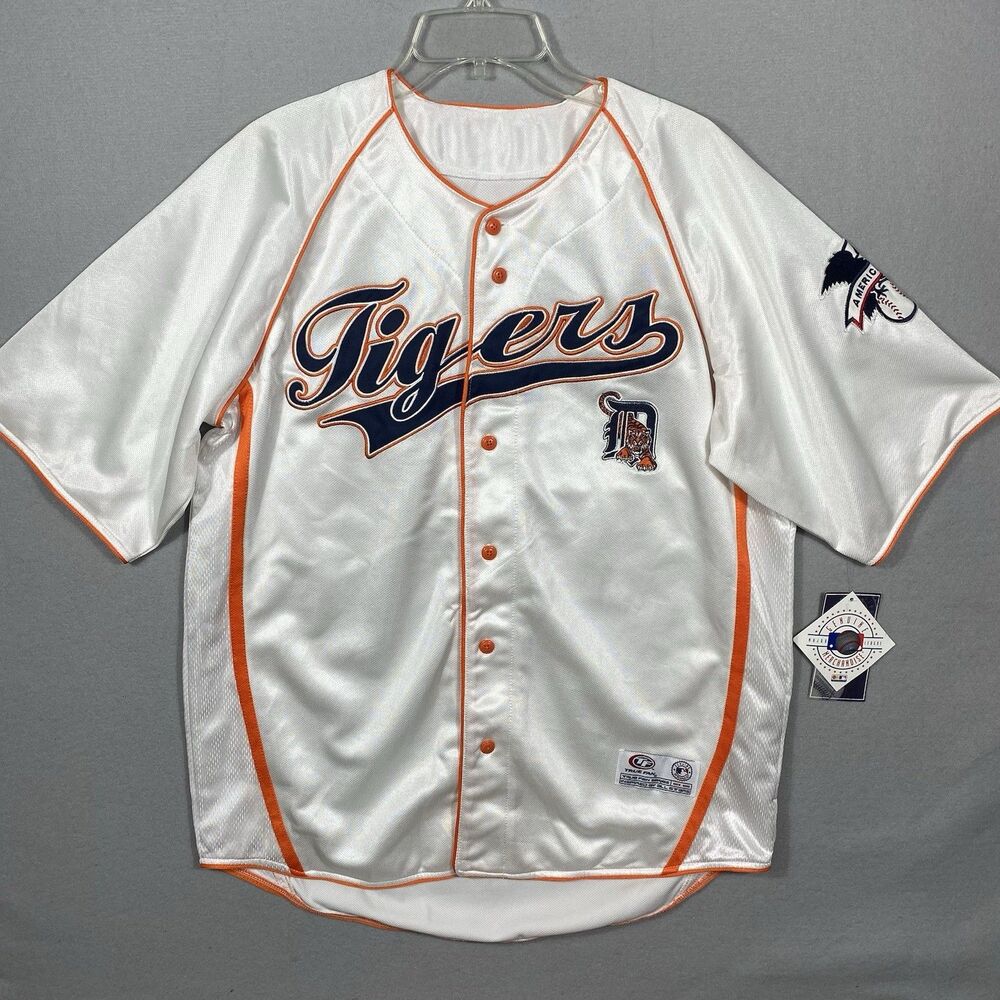 Detroit Tigers Jersey L True Fan MLB Baseball Button Up White NWT